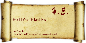 Hollós Etelka névjegykártya