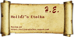 Hollós Etelka névjegykártya